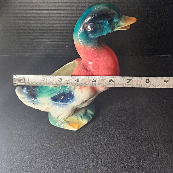 Colorful Royal Copley Ceramic Mallard Duck Planter Figurine 1940s 50s Made in US - Picture 11 of 12